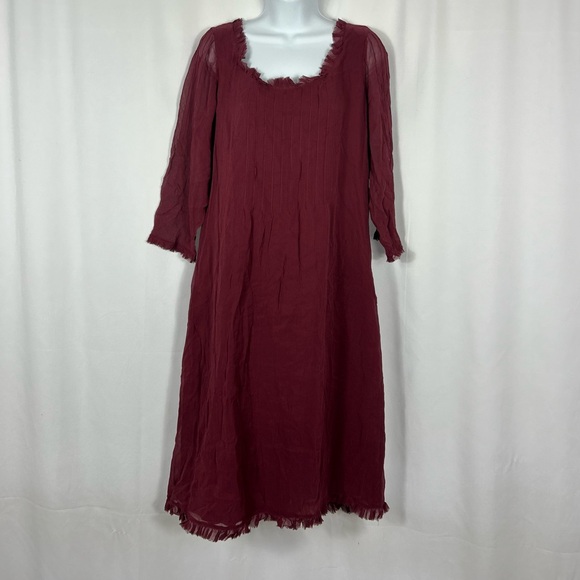 isabella bird silk dress Anthropologie Isabella Bird 100% Silk Dress Sz 4 Raisin Fitted Romantic Feminine